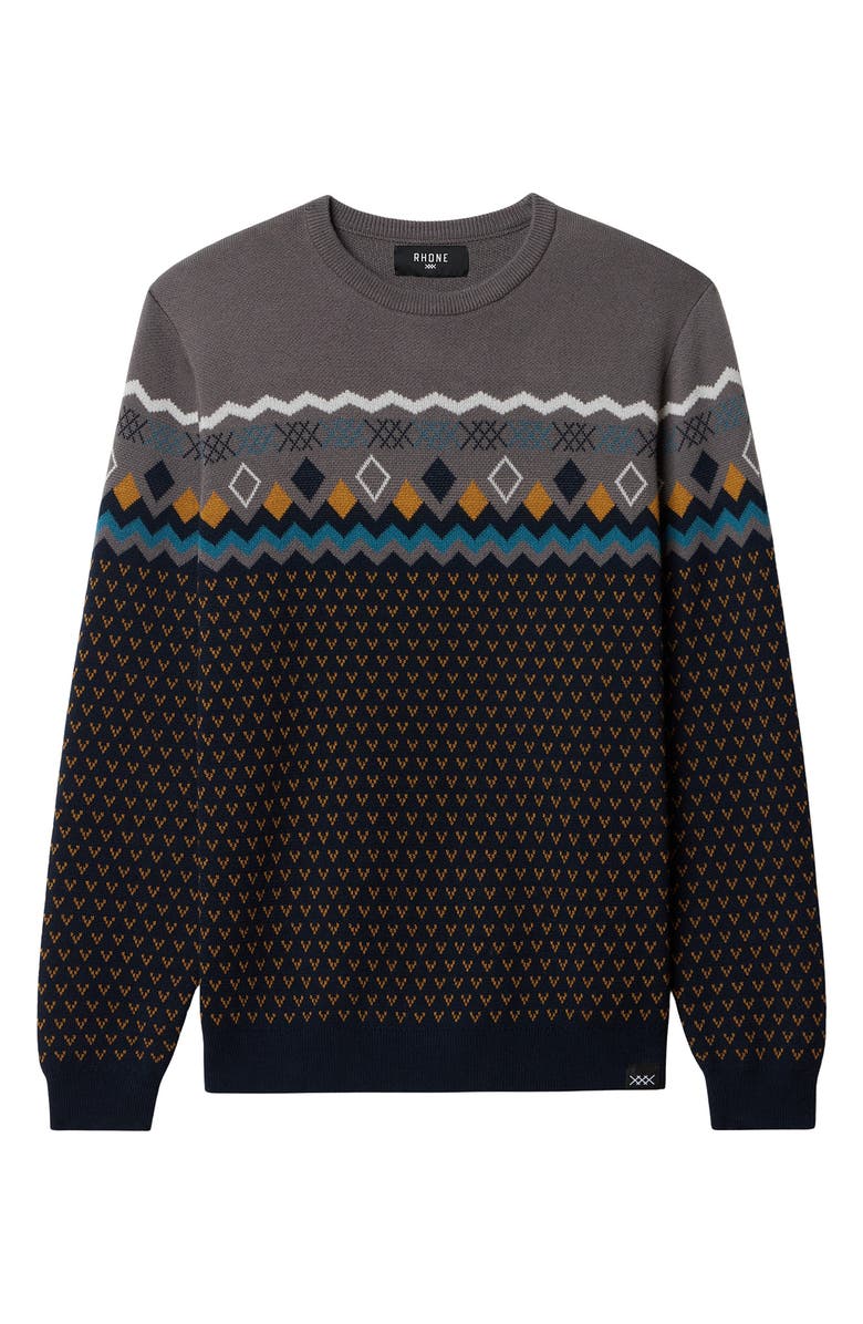 Rhone Fair Isle Crewneck Sweater, Alternate, color, Smoked Pearl