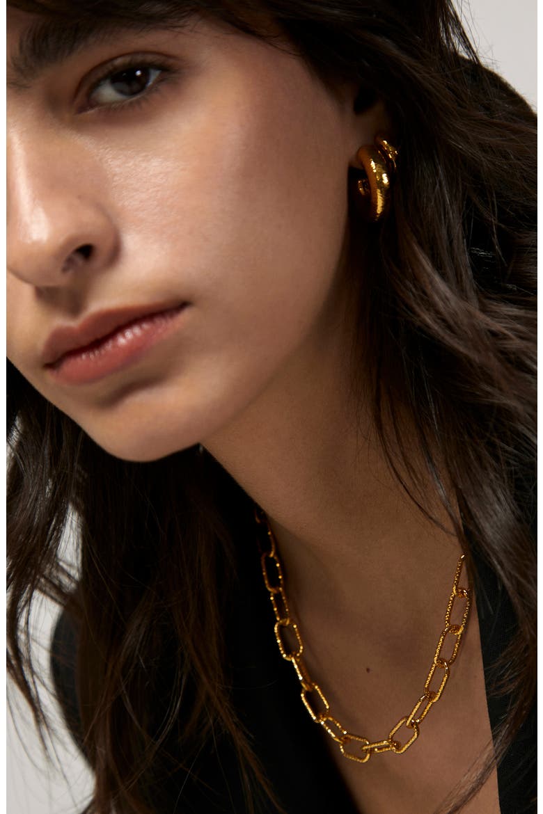 Alta Textured Chain Necklace, Alternate, color, YELLOW GOLD