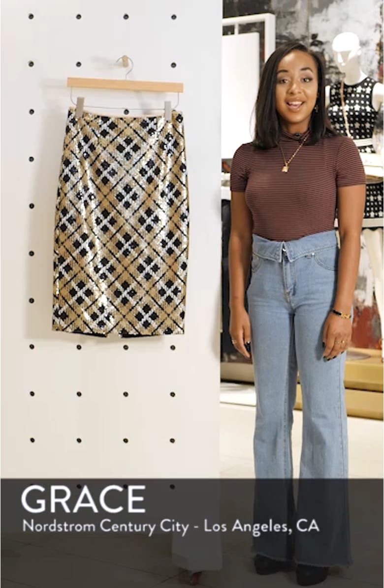 Sequin Plaid Pencil Skirt, sales video thumbnail