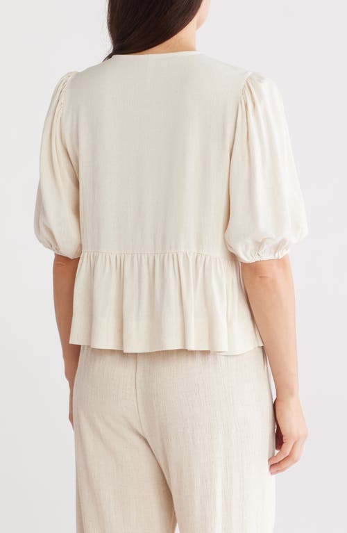 Renee C Women's Open Front Linen Blend Top In Linen