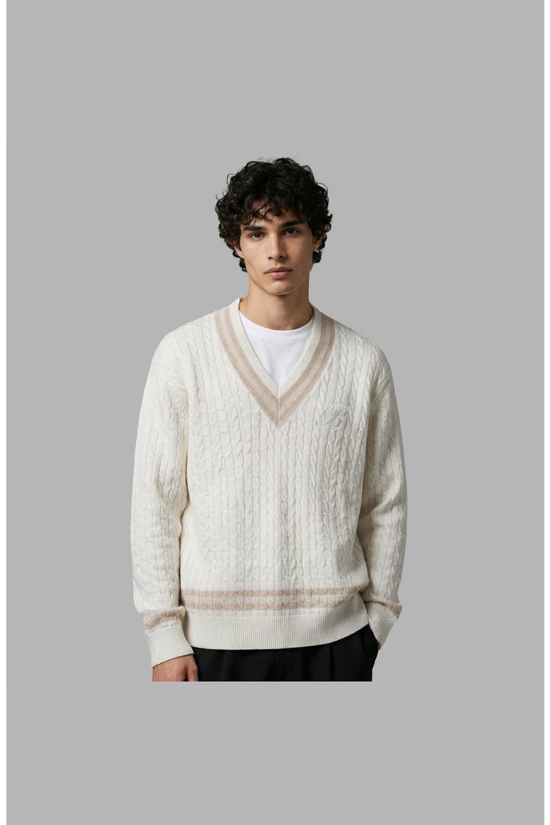 Knit V-Neck Sweater, Alternate, color, White