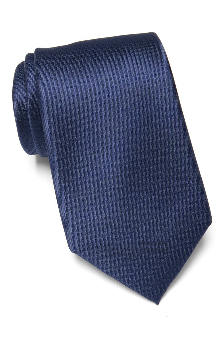 Micro Texture Solid Tie, Main, color, NAVY
