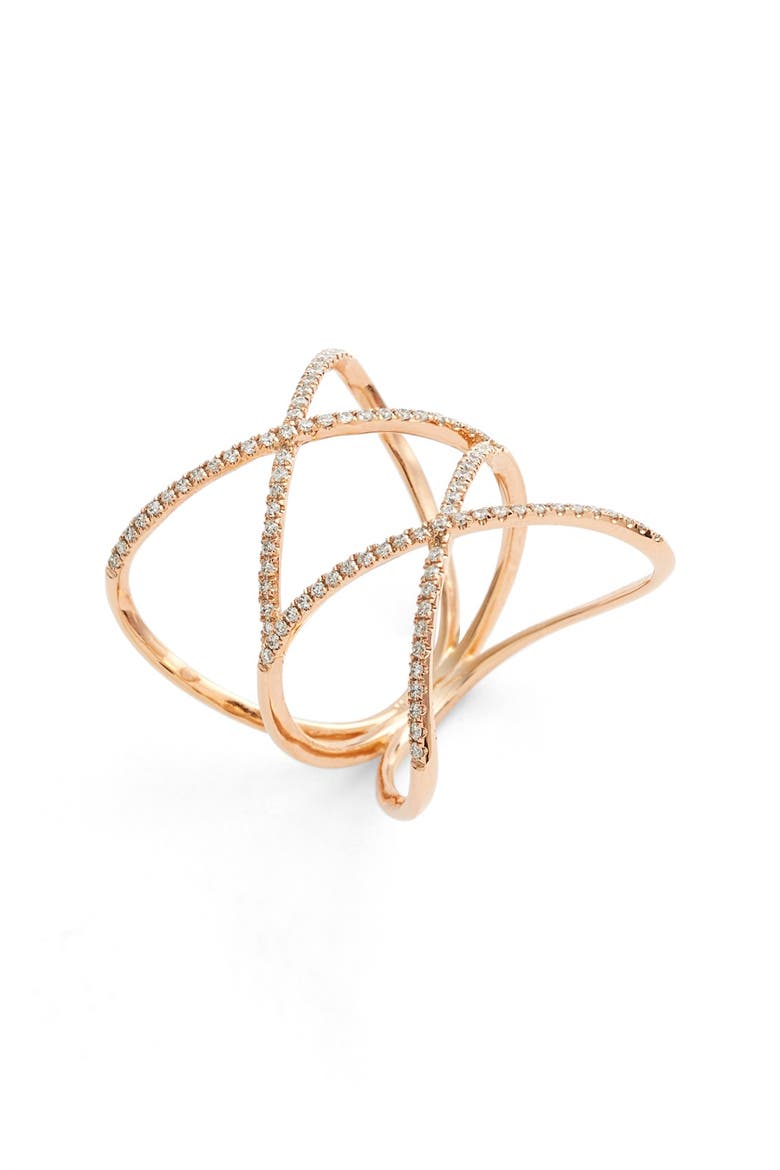 Diamond Double Crisscross Ring (Nordstrom Exclusive), Main, color, ROSE GOLD