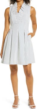 Harper Rose Stripe Seersucker Fit & Flare Dress