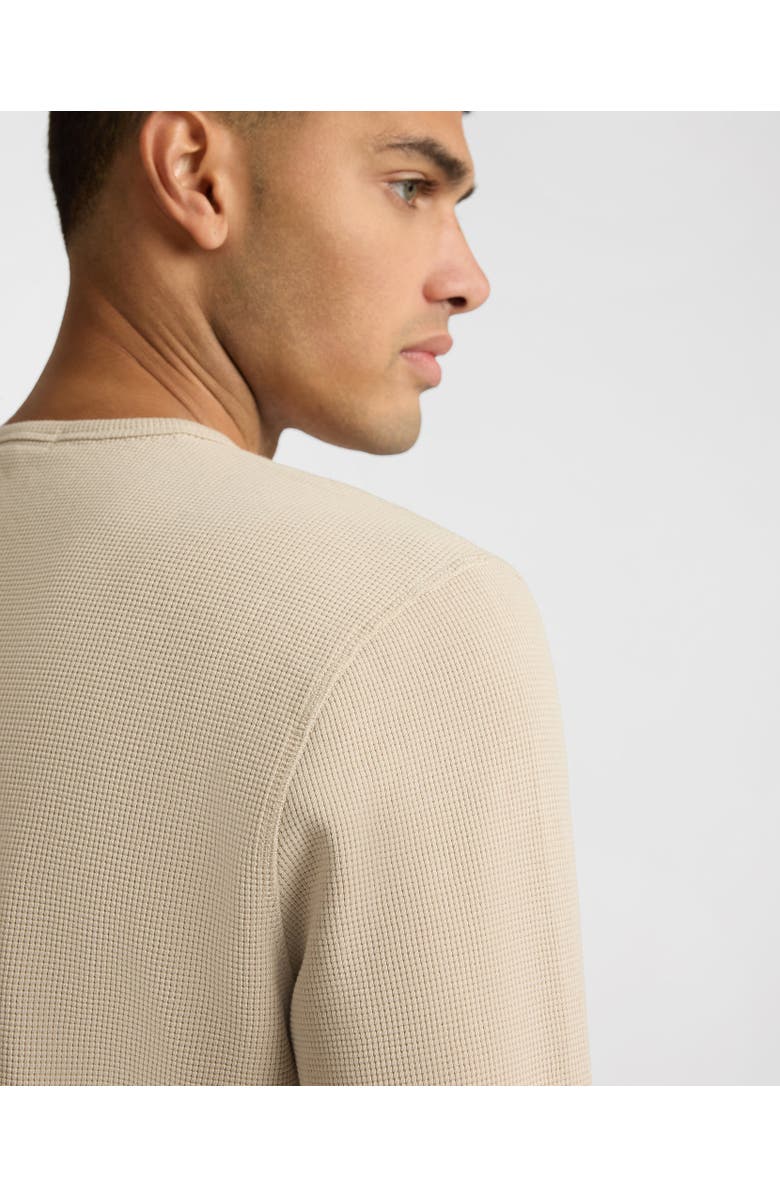 Onia Heavyweight Cotton Waffle Henley Sweatshirt, Alternate, color, Sand