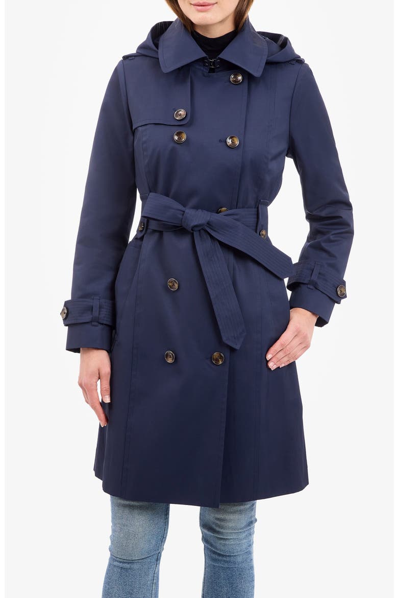 Cotton Blend Trench Coat, Main, color, MIDNIGHT NAVY