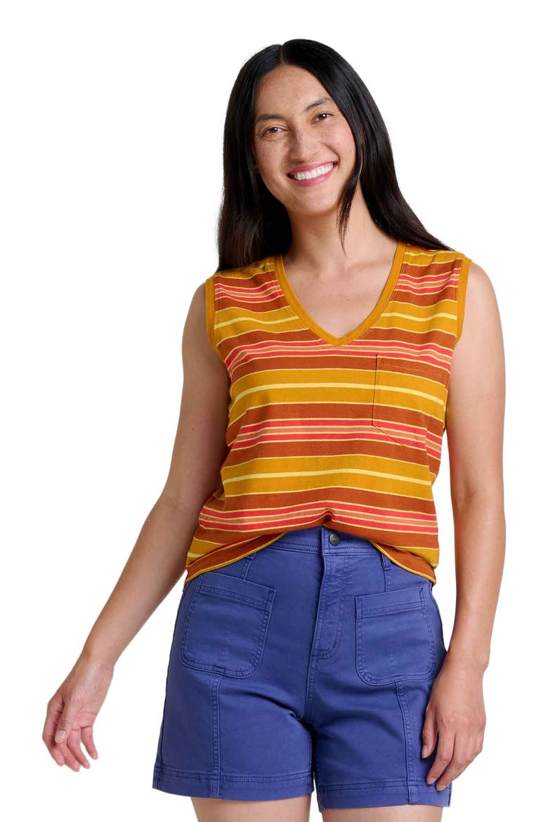 Women's Grom V-Neck Tank, Main, color, Sunset Stripe