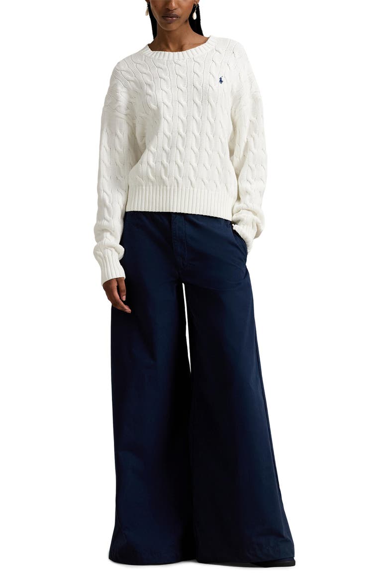 Poplin Wide Leg Pants, Alternate, color, NAVY