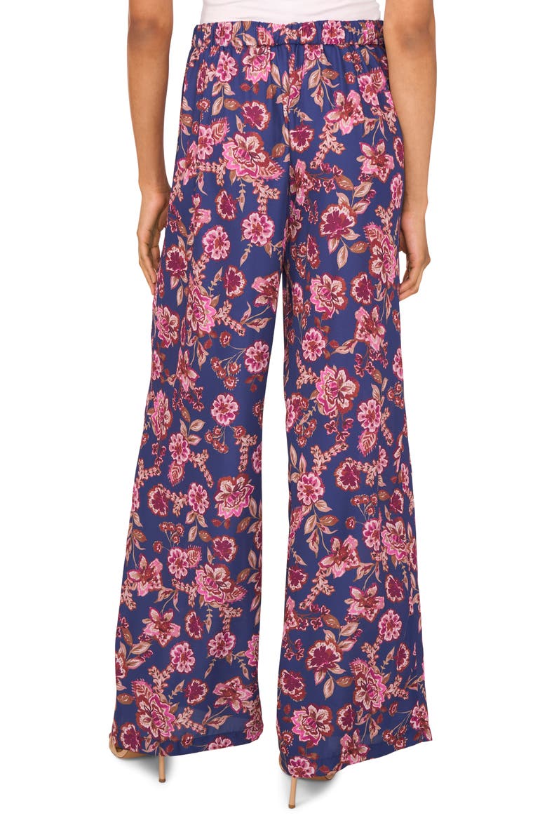 Vince Camuto Floral Wide Leg Pants, Alternate, color, Deep Sky