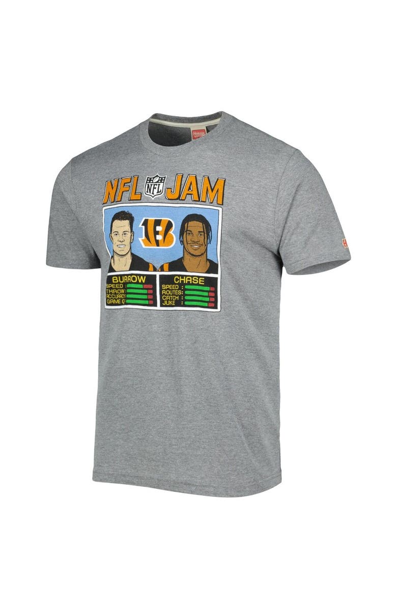Homage Men's Homage Ja'Marr Chase & Joe Burrow Heathered Gray Cincinnati Bengals NFL Jam Tri-Blend T-Shirt, Alternate, color, Heather Gray