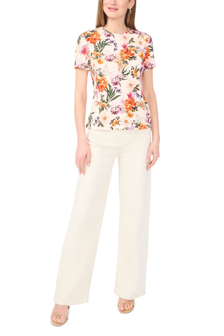 Floral Print T-Shirt, Alternate, color, PEARL