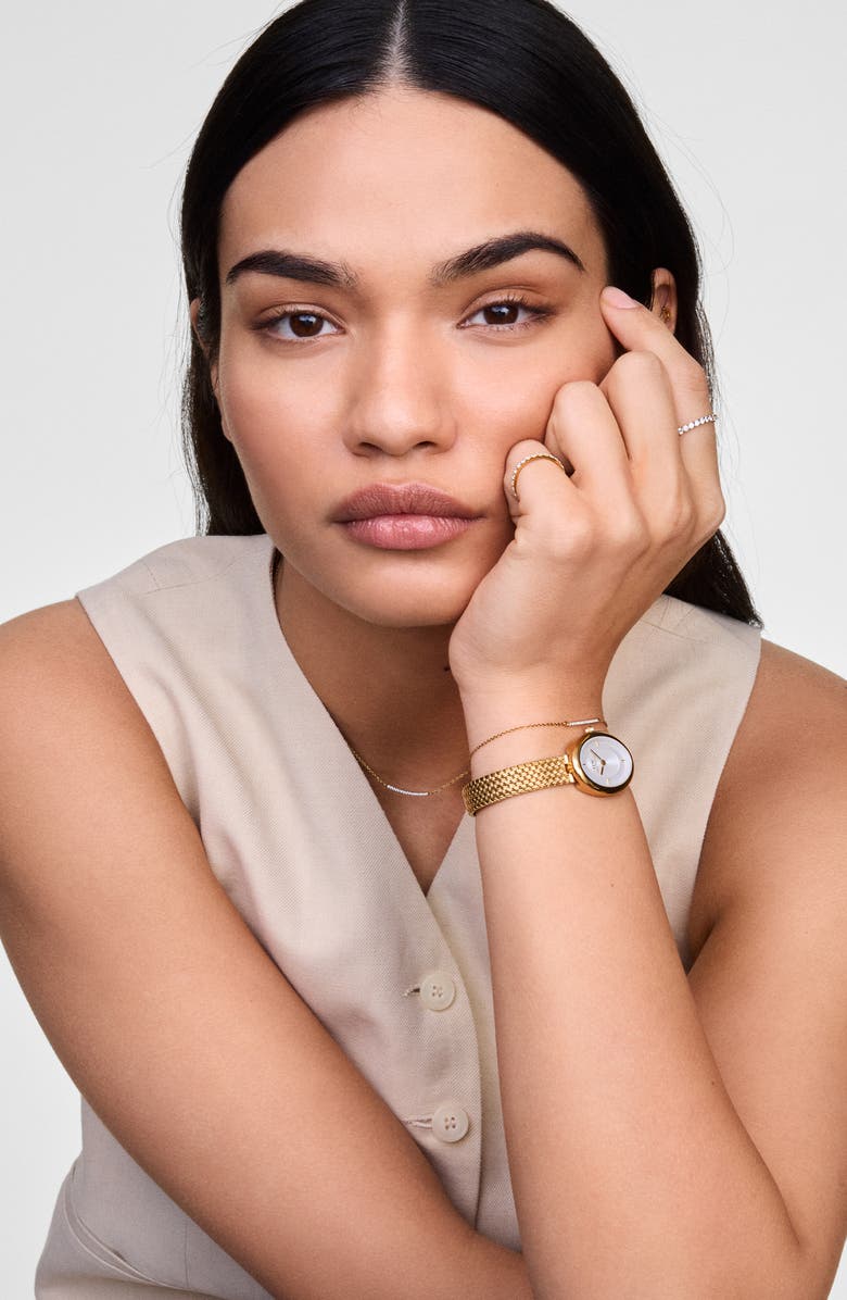 Daniel Wellington Juliette Braided Mesh Strap Watch, 20mm x 26mm, Alternate, color, Gold