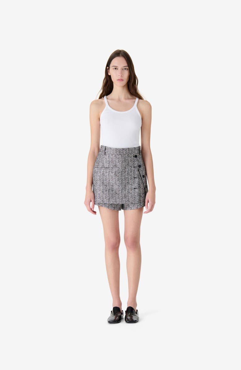 IRO Seren Metallic Tweed Skort, Main, color, Black / White / Lurex