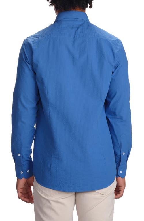 Studio Garnet Los Angeles Seaside Cotton Seersucker Button-up Shirt In Navy