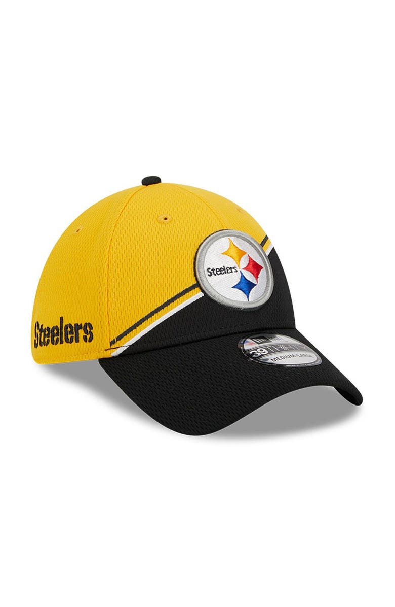 New Era Men's New Era Gold/Black Pittsburgh Steelers 2023 Sideline 39THIRTY Flex Hat, Main, color,