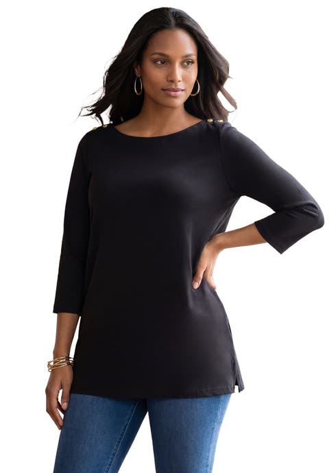 Stretch Cotton Boatneck Tunic