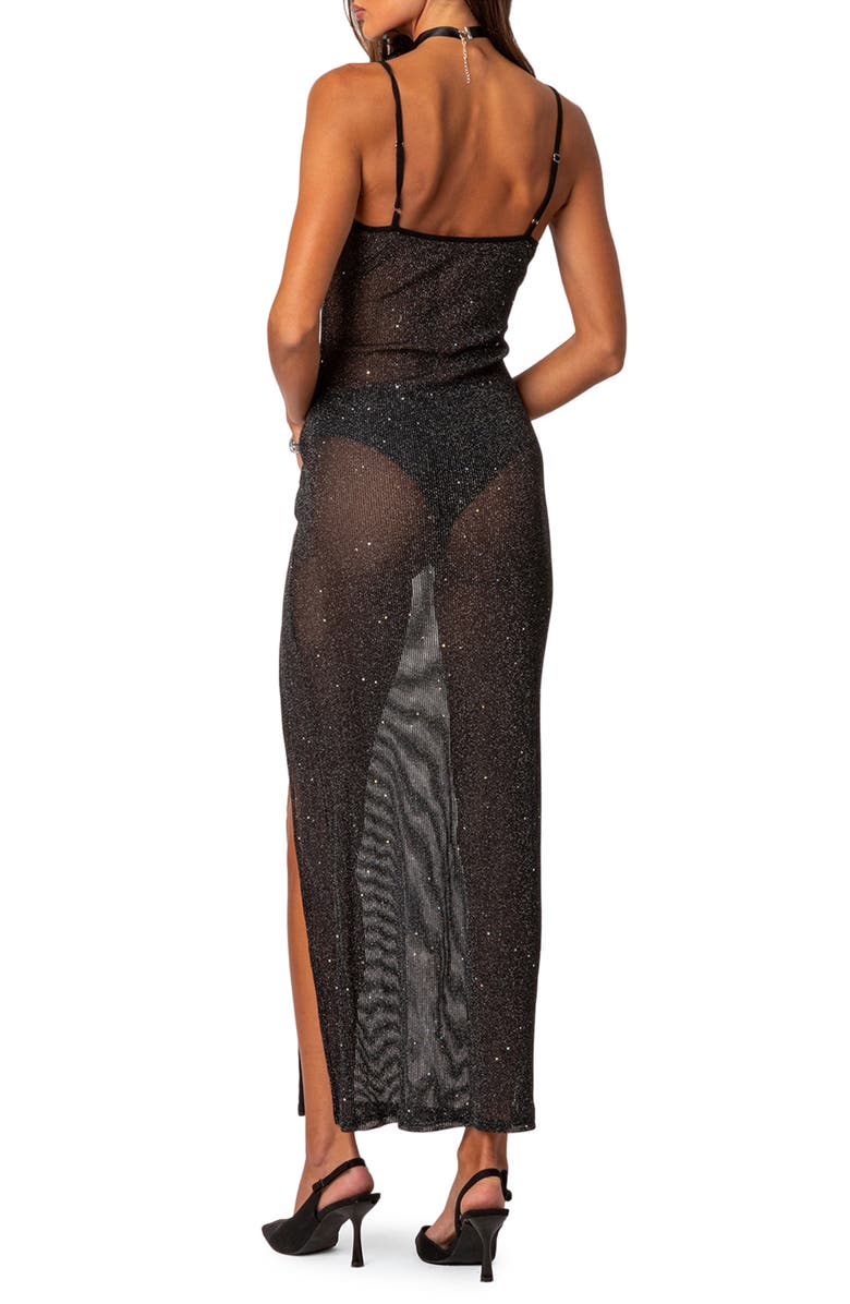 EDIKTED Sheer Sequin Maxi Dress, Alternate, color, 