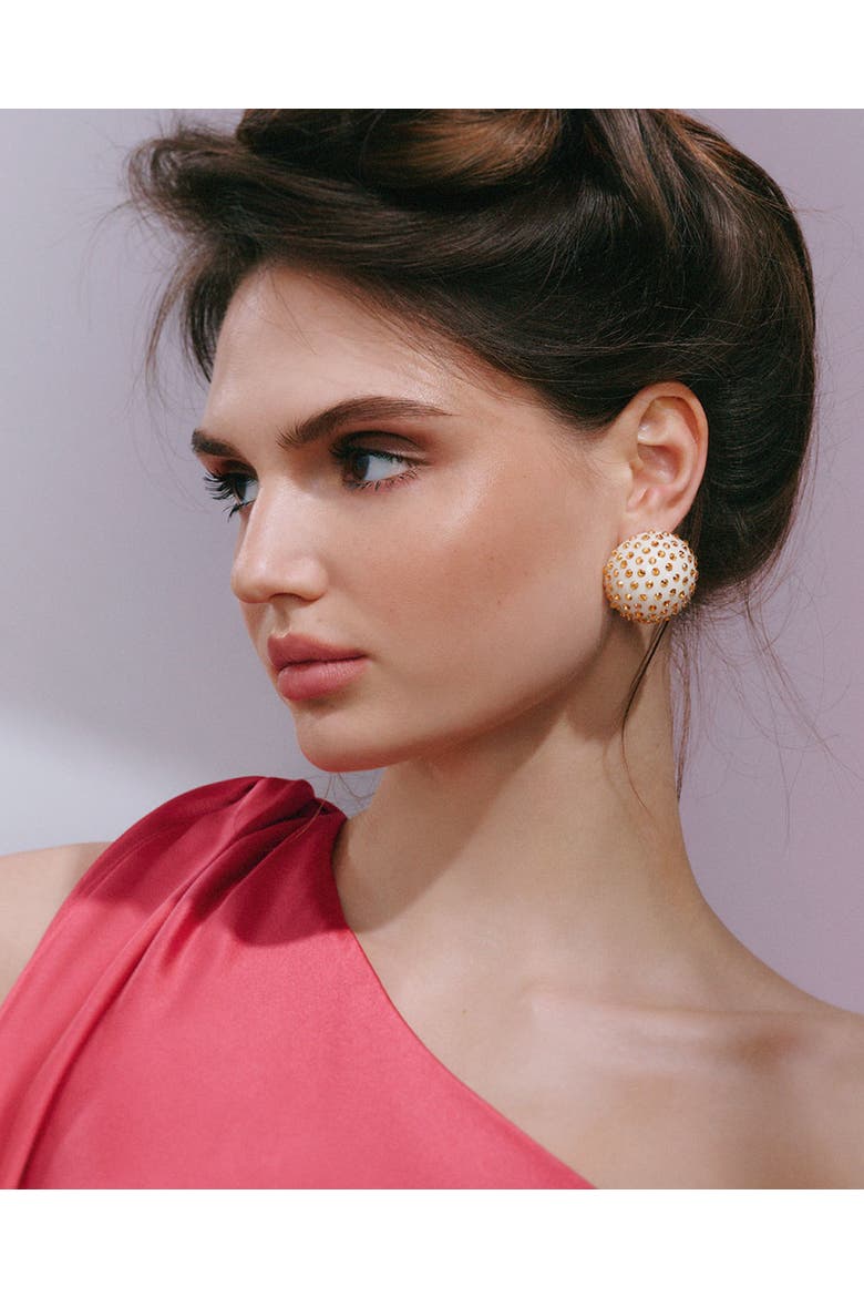 Gaia Jet Midi Earrings, Alternate, color, Golden Ivory