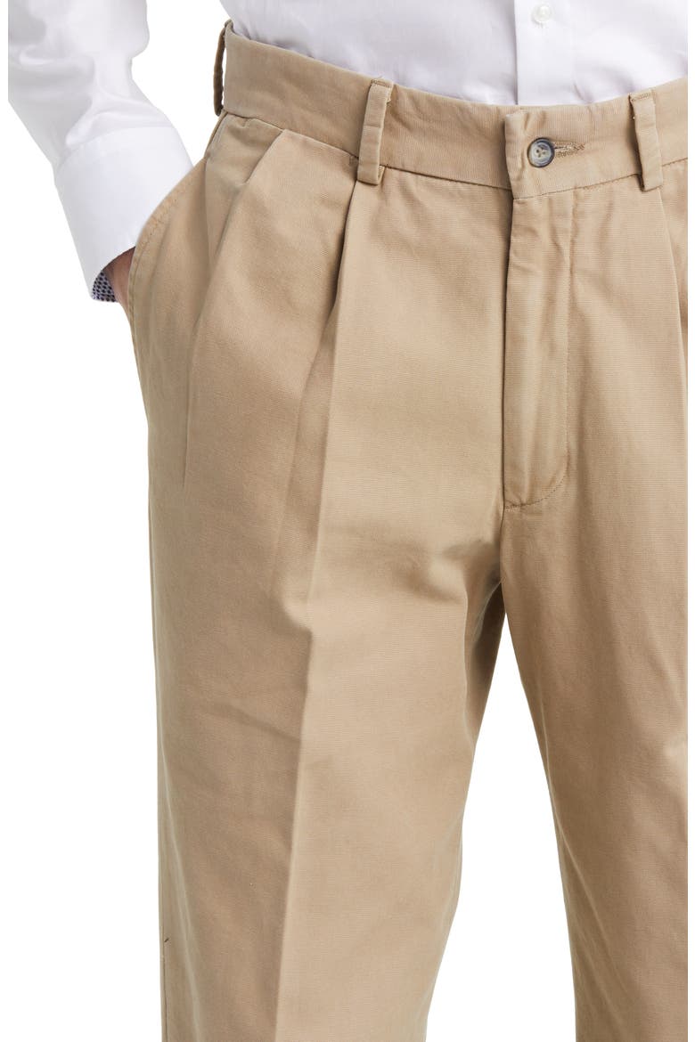 Charleston Pleated Canvas Chinos, Alternate, color, KHAKI