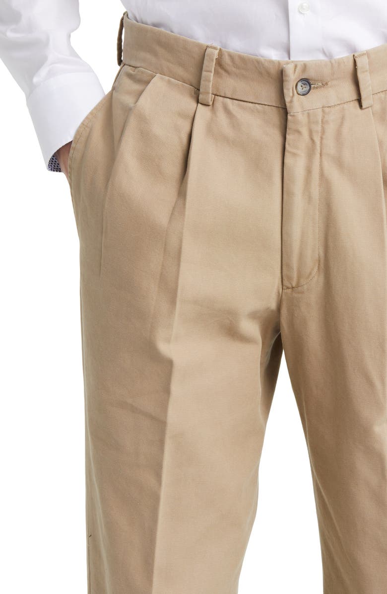 Berle Charleston Pleated Canvas Chinos, Alternate, color, Khaki