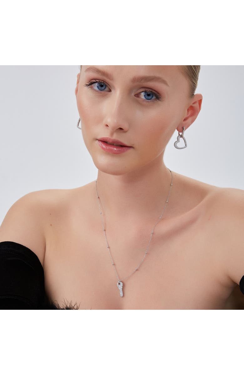 Spero London Key Pendant Necklace With Beaded Chain Sterling Silver, Alternate, color, Silver