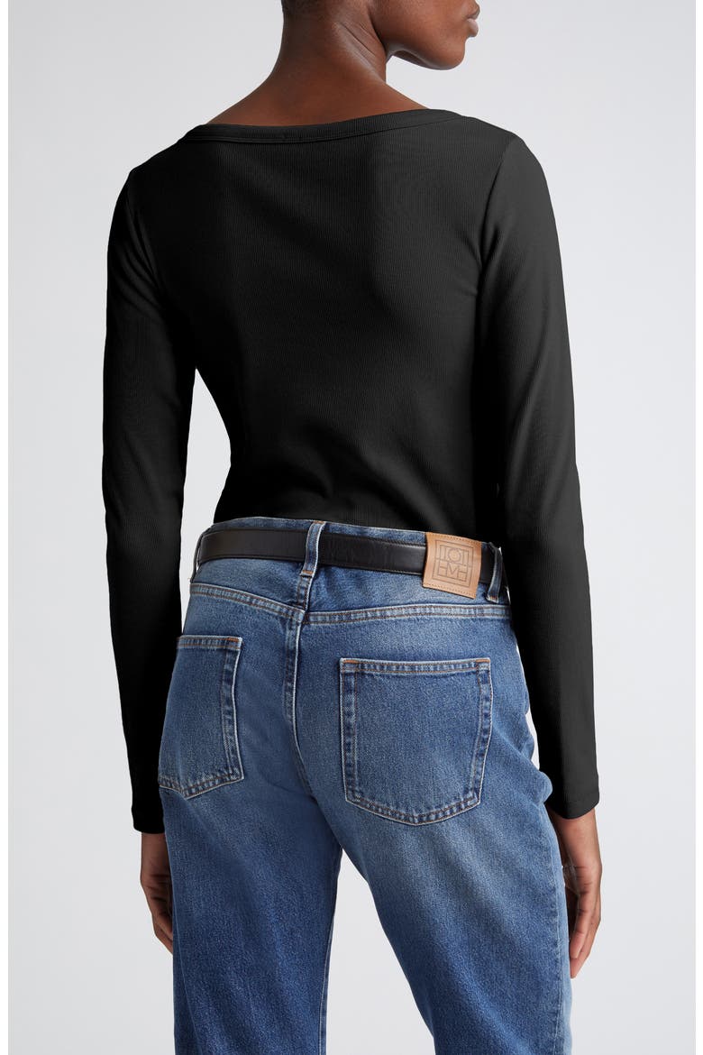 TOTEME Classic Long Sleeve Stretch Organic Cotton Rib Top (Women ...