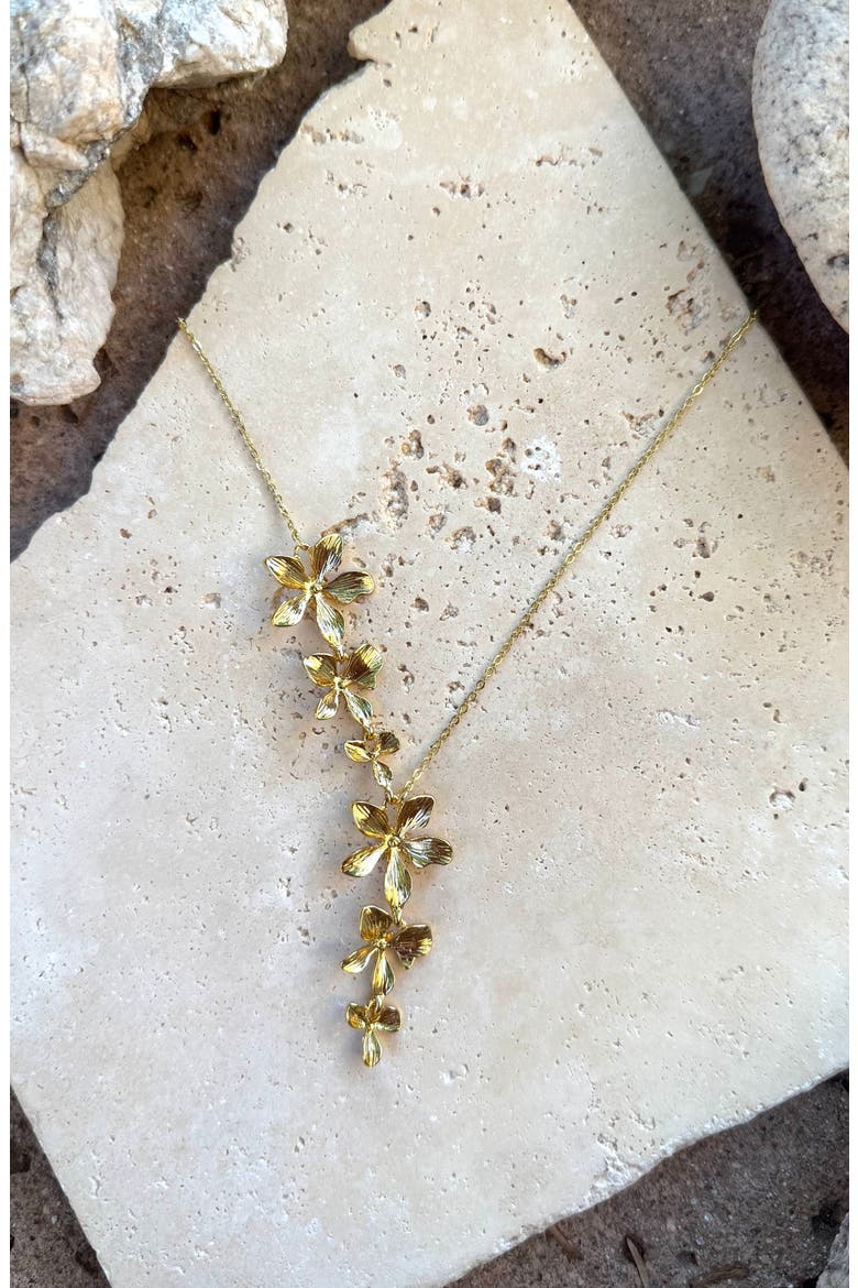 Textured Petals Y-Necklace, Alternate, color, GOLD