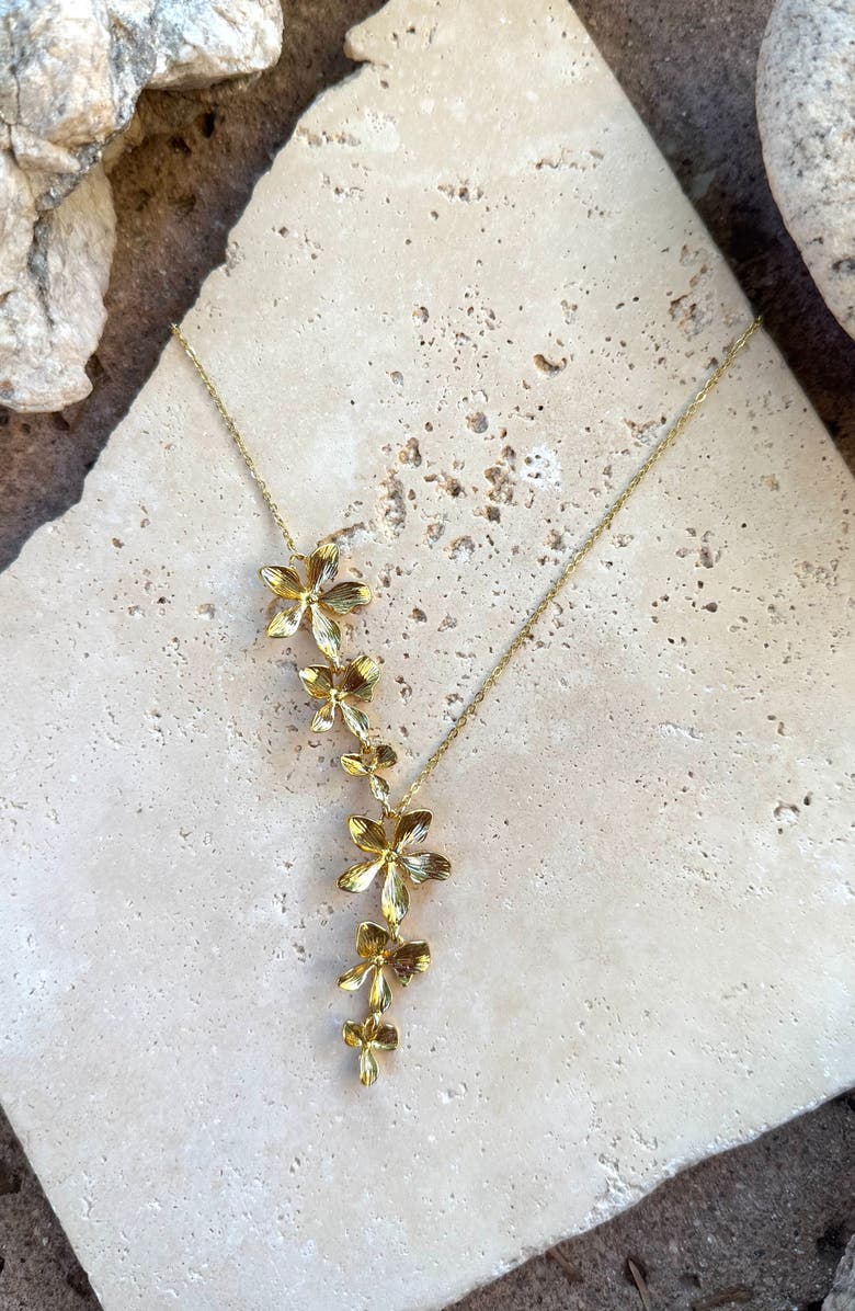 Adornia Textured Petals Y-Necklace, Alternate, color, Gold