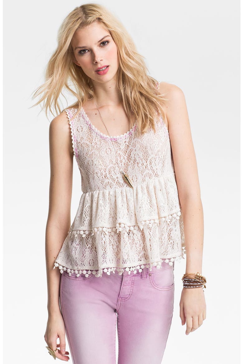 'Daydream' Tiered Lace Tank, Main, color, IVORY