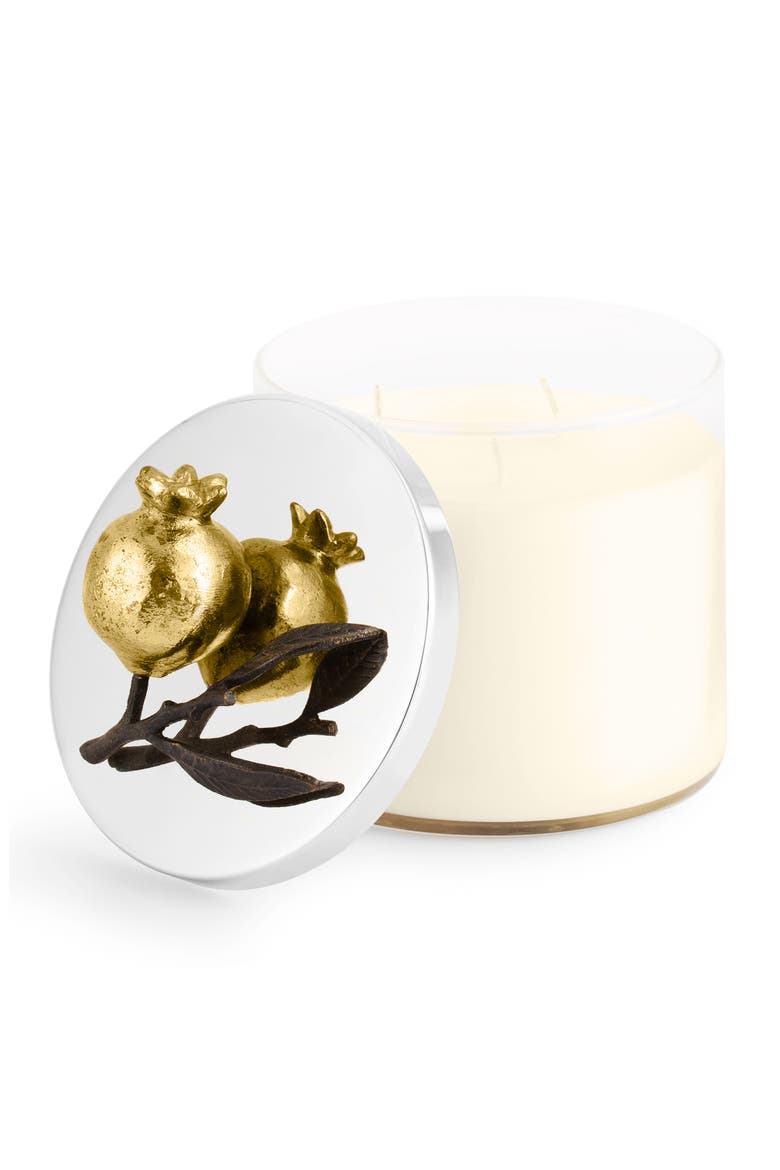 Pomegranate Three-Wick Scented Candle, Main, color, GOLD/ SILVER