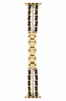 Imitation Pearl and Leather Chain Watchband