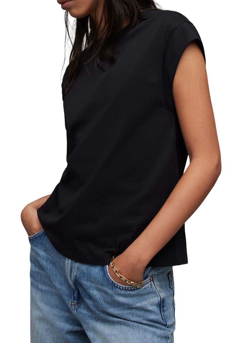 Esme Cotton Crewneck T-Shirt, Alternate, color, BLACK