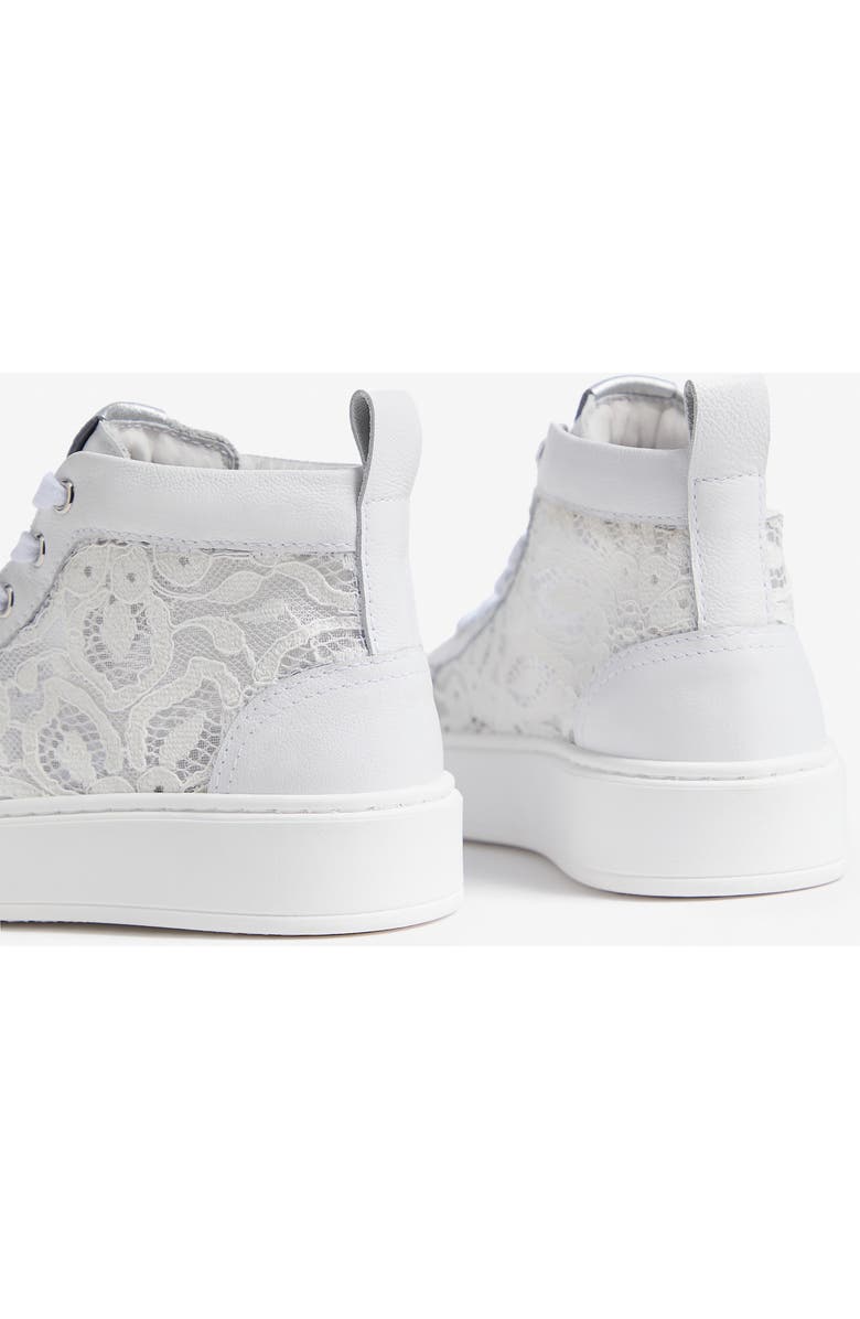 NeroGiardini Kids' Floral Mesh High Top Sneaker, Alternate, color, White