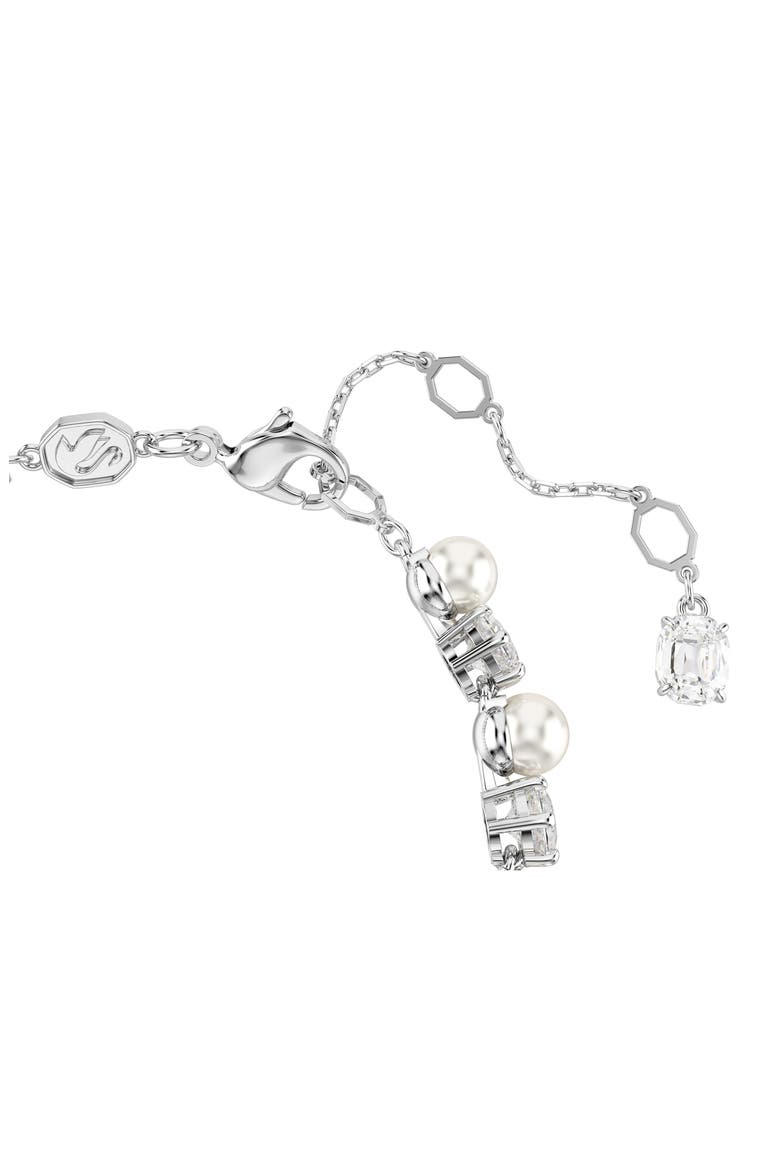 Matrix Crystal & Faux Pearl Tennis Bracelet, Alternate, color, WHITE/ SILVER