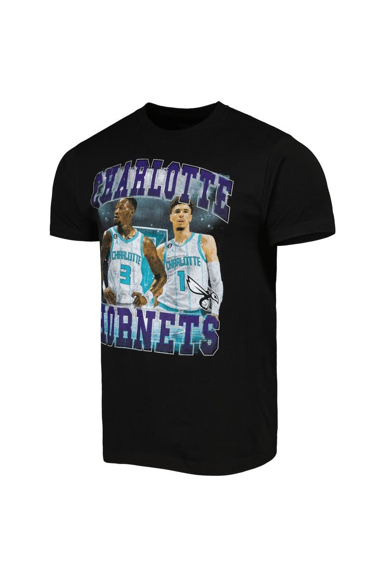 Unisex Stadium Essentials LaMelo Ball & Terry Rozier Black Charlotte Hornets Player Duo T-Shirt, Alternate, color, Black