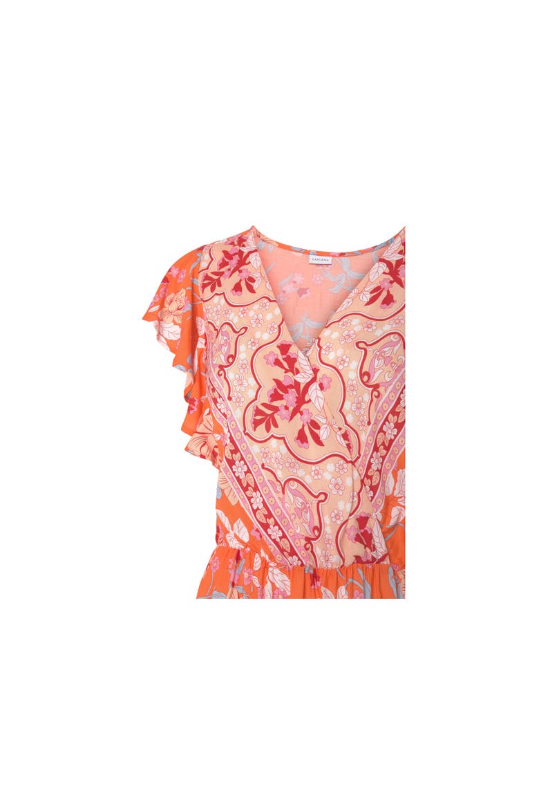 Floral V-Neck Maxi Dress, Alternate, color, Orange Multi