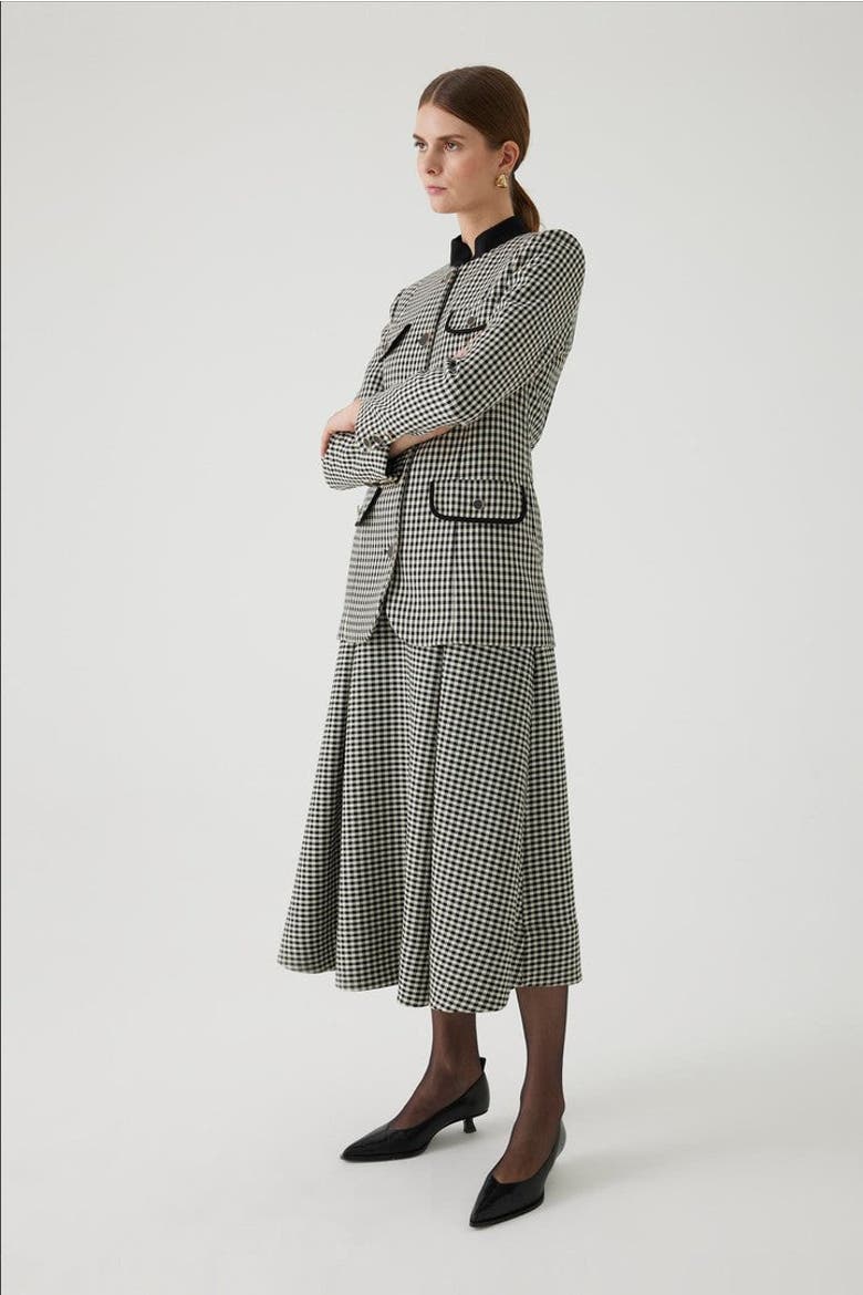 Allyssa Gingham Jacket, Alternate, color, Black