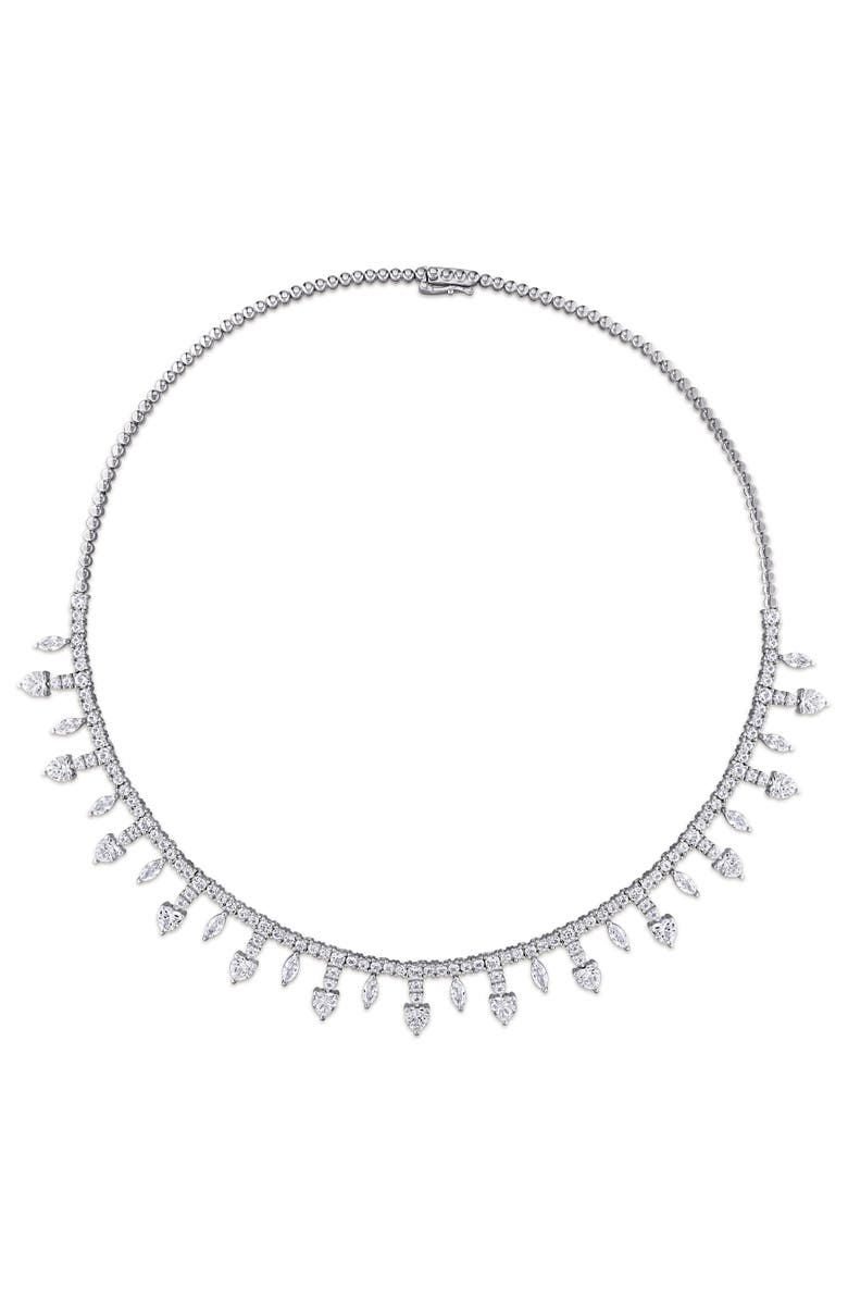 Julianna B. Created White Sapphire Heart Drop Necklace, Alternate, color, Sterling Silver