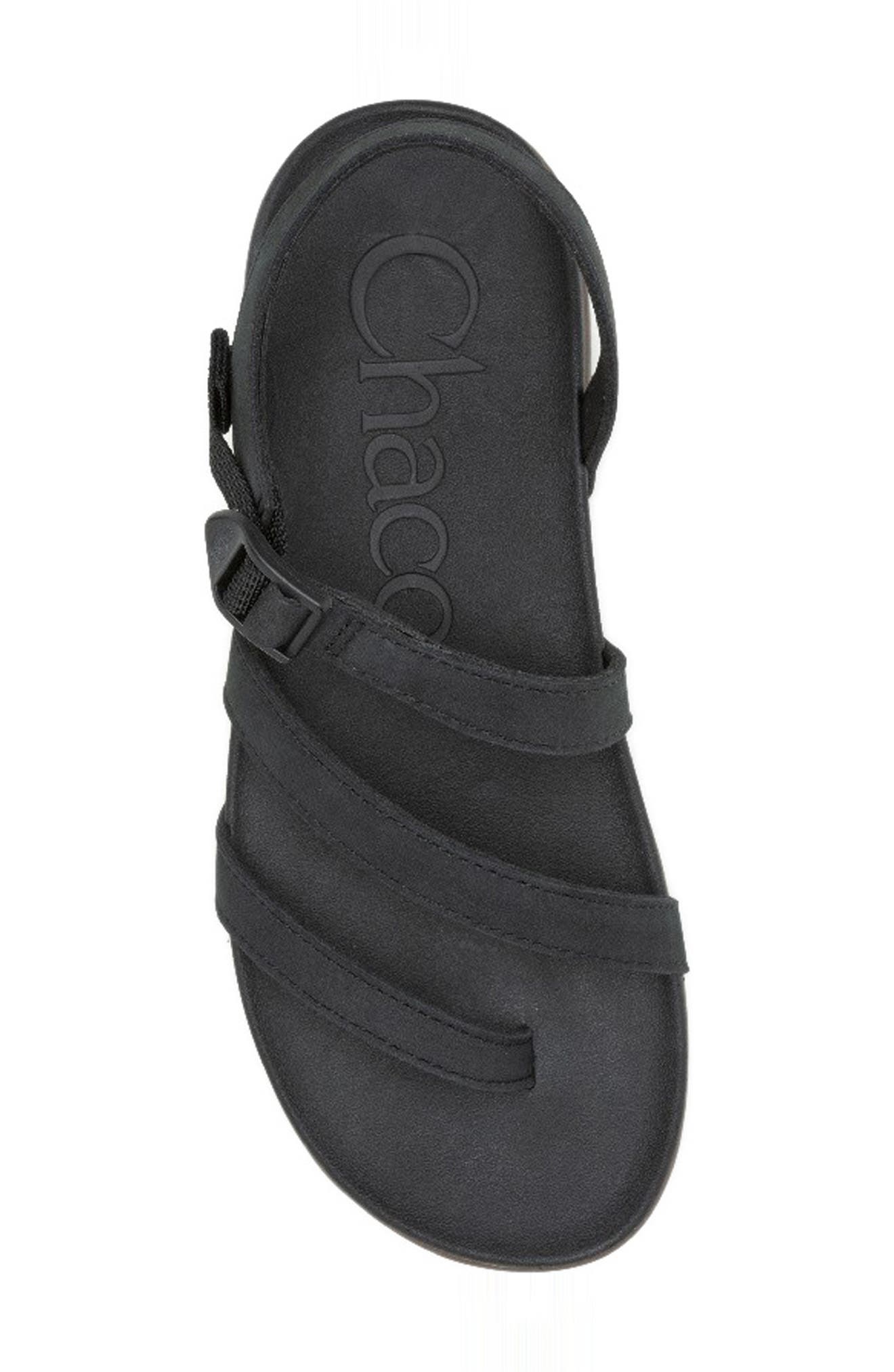 Chaco Lowdown Leather Sandal, Alternate, color, Black
