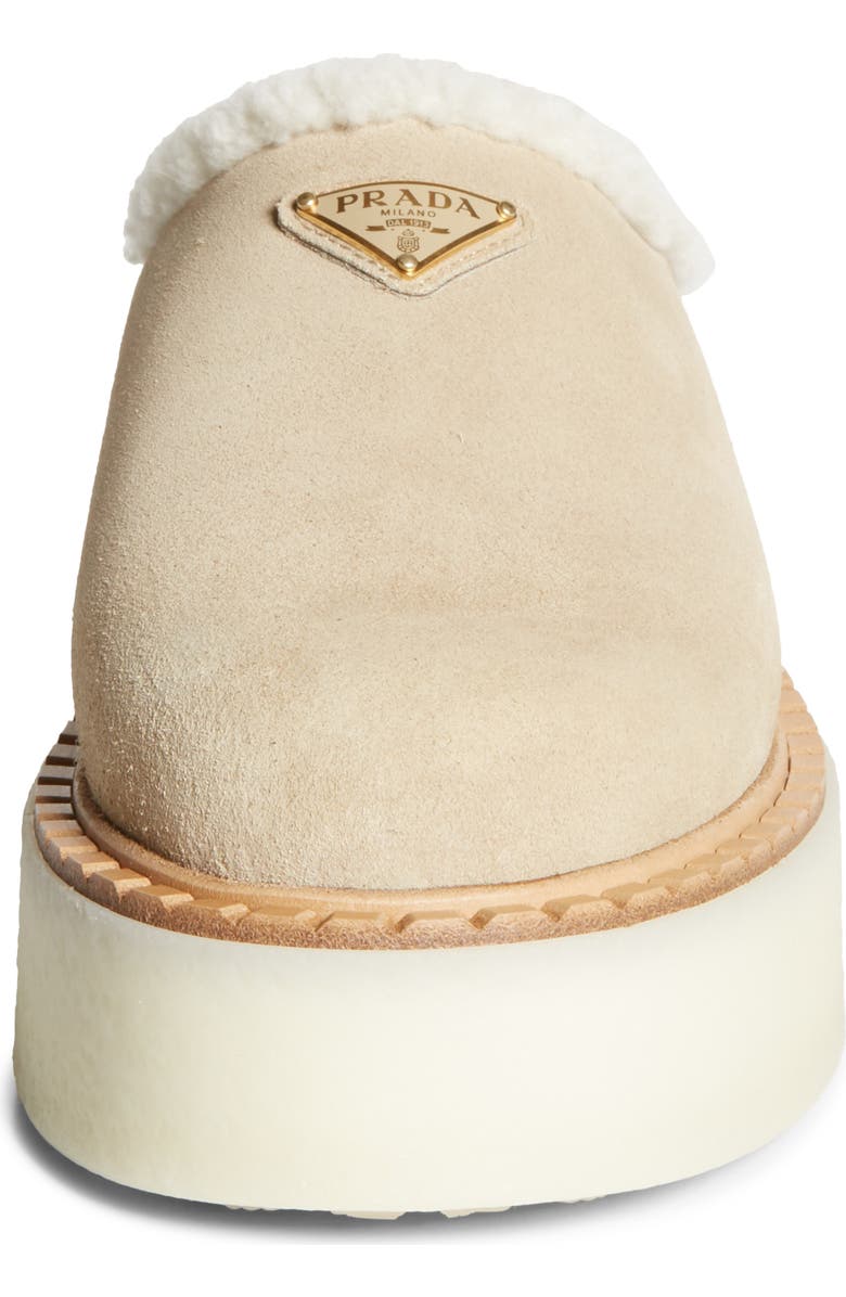 Prada Evolve Genuine Shearling Clog, Alternate, color, Ecru