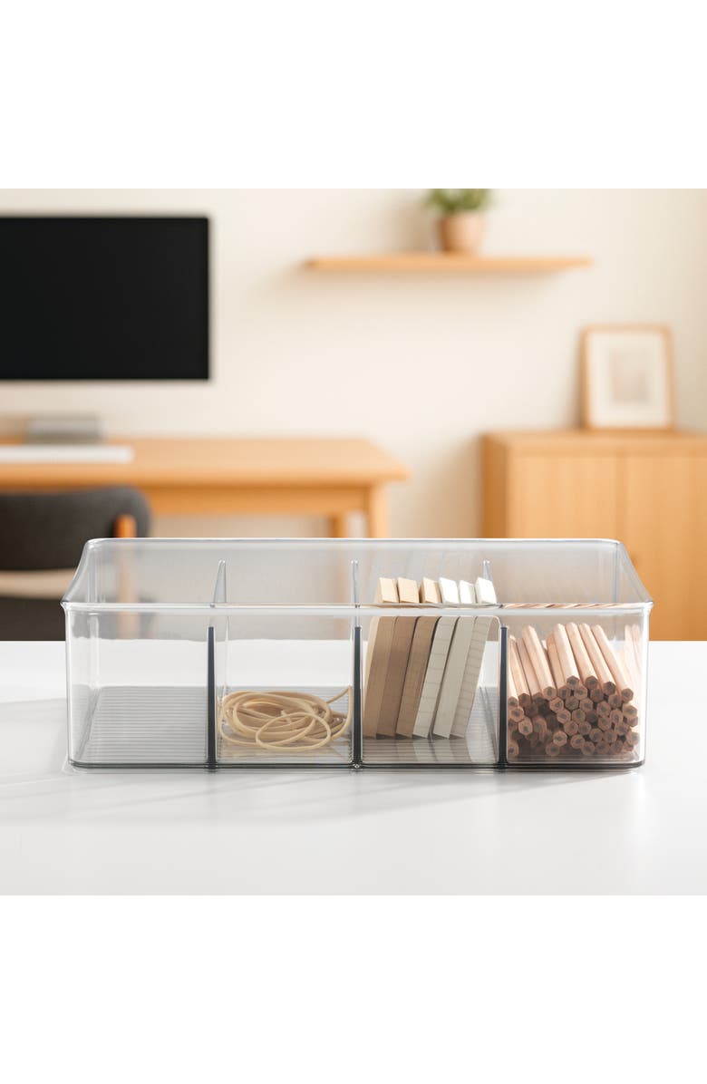 iDesign 4-Section Storage Bin for Tea Bags, Sweeteners, and Spices in Pantry or Cabinet, Clear, Alternate, color, Clear