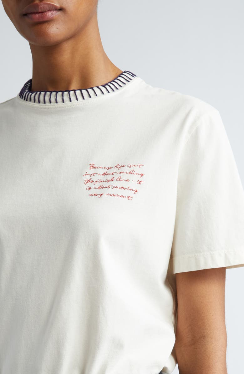 Golden Goose Whipstitch Logo Embroidered Cotton Blend T-Shirt, Alternate, color, Heritage White/ Blue/ Red