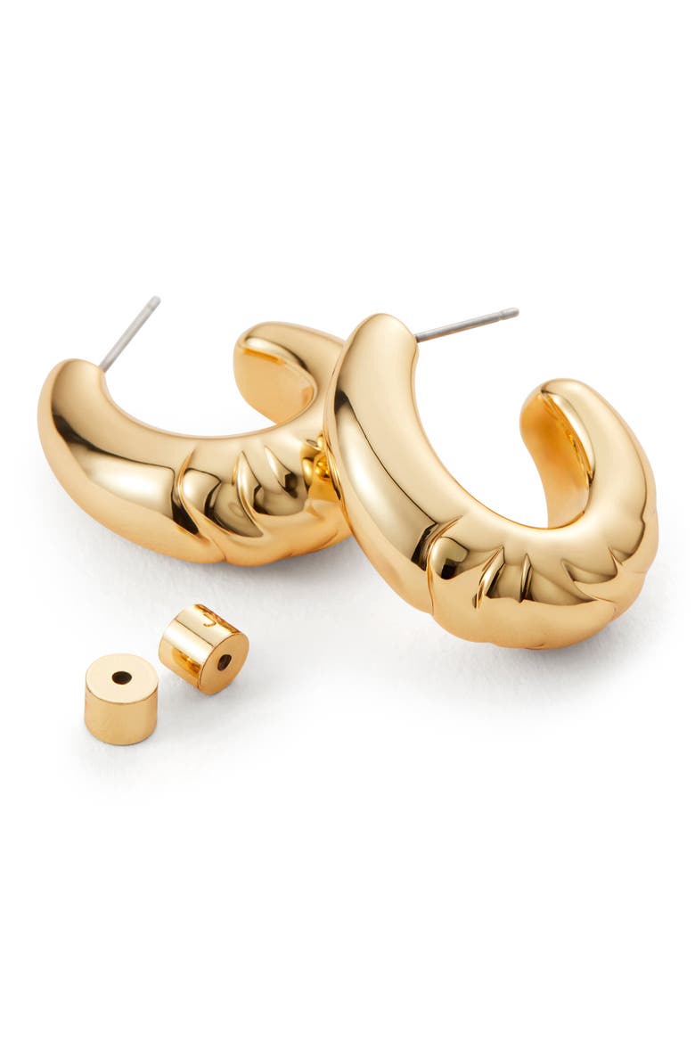 Nelle Slim Hoop Earrings, Alternate, color, HIGH POLISH GOLD