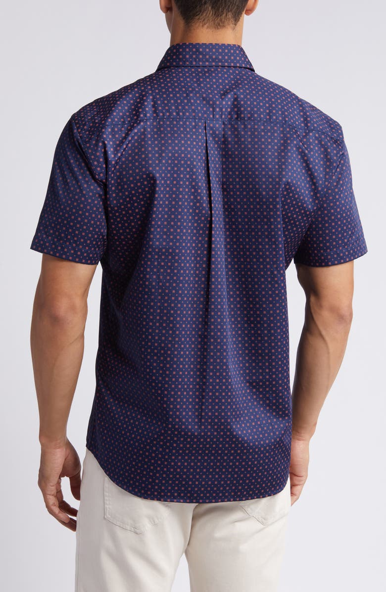 Peter Millar Palmico Neat Short Sleeve Cotton Button-Up Shirt, Alternate, color, Clay Rose