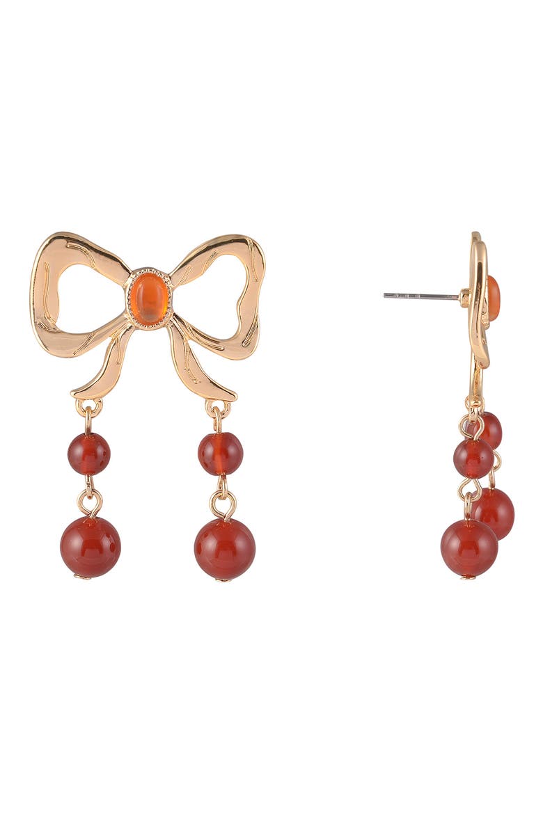 Bow Drop Earrings, Alternate, color, RED