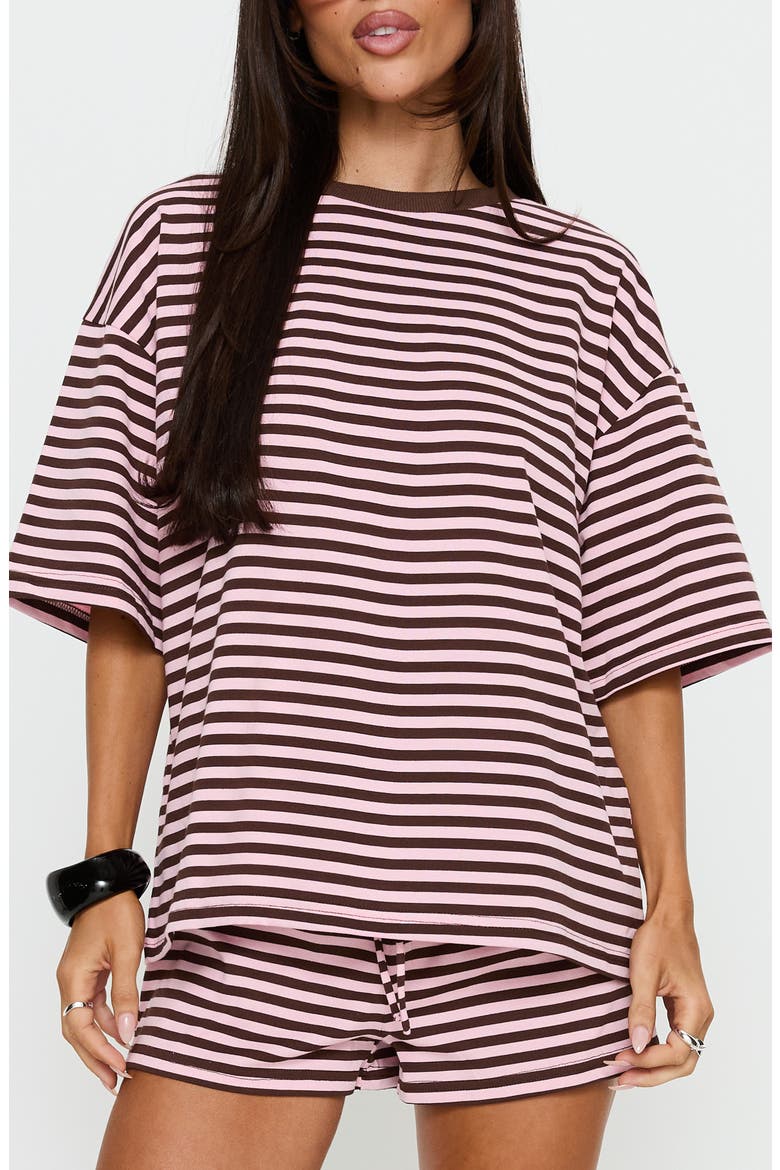 Settle Down Striped Oversized T-Shirt, Main, color, PINK / BROWN STRIPE