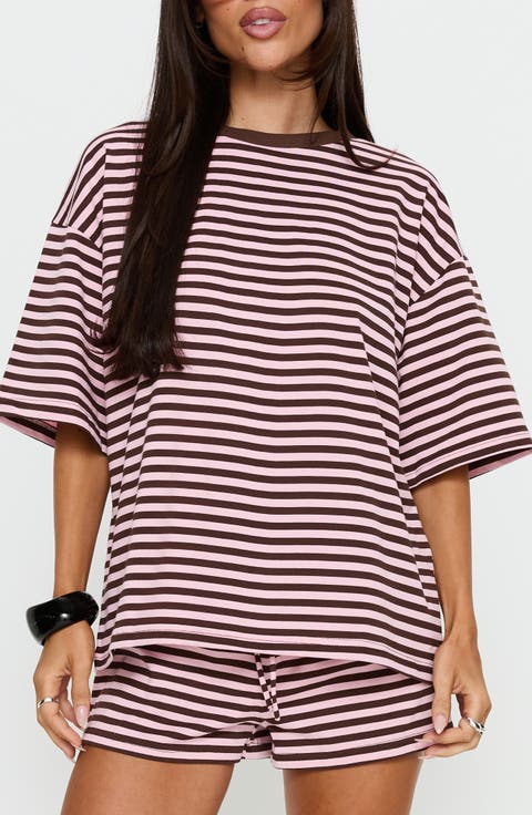 Settle Down Striped Oversized T-Shirt