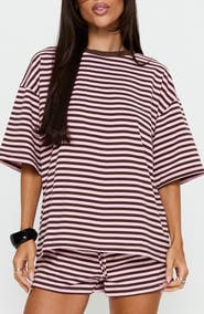 Princess Polly Settle Down Striped Oversized T-Shirt