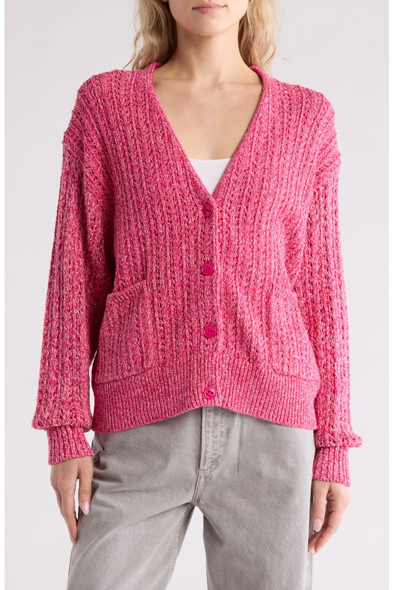 Edie Cotton Blend Cardigan, Main, color, PINK MULTI