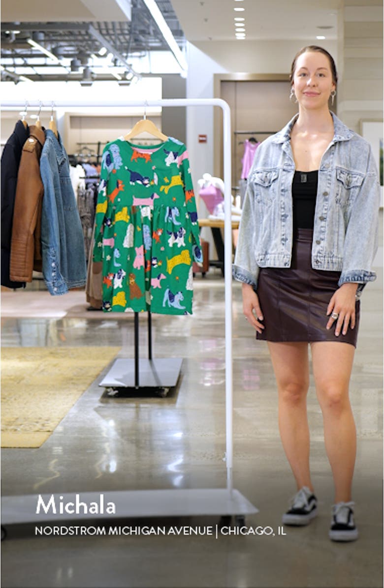 Kids' Fun Dogs & Cats Print Long Sleeve Cotton Dress, sales video thumbnail